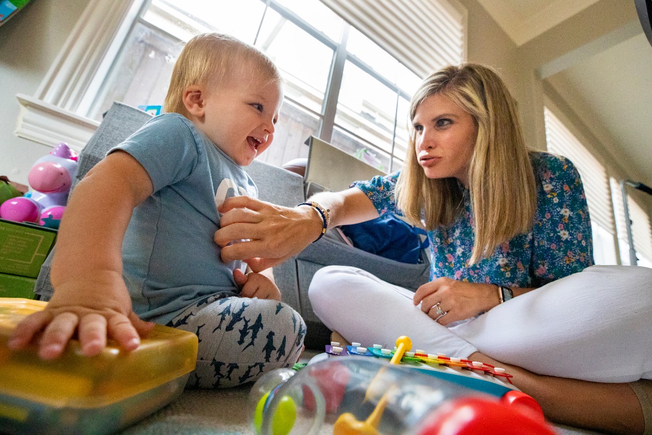 Jane Nodskov (story subject)with her son 