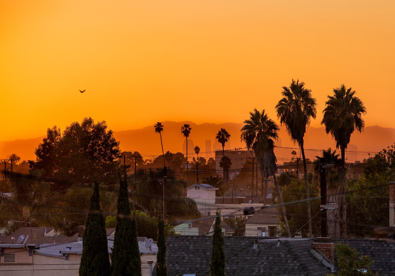 sunset over Pico Union neighborhood