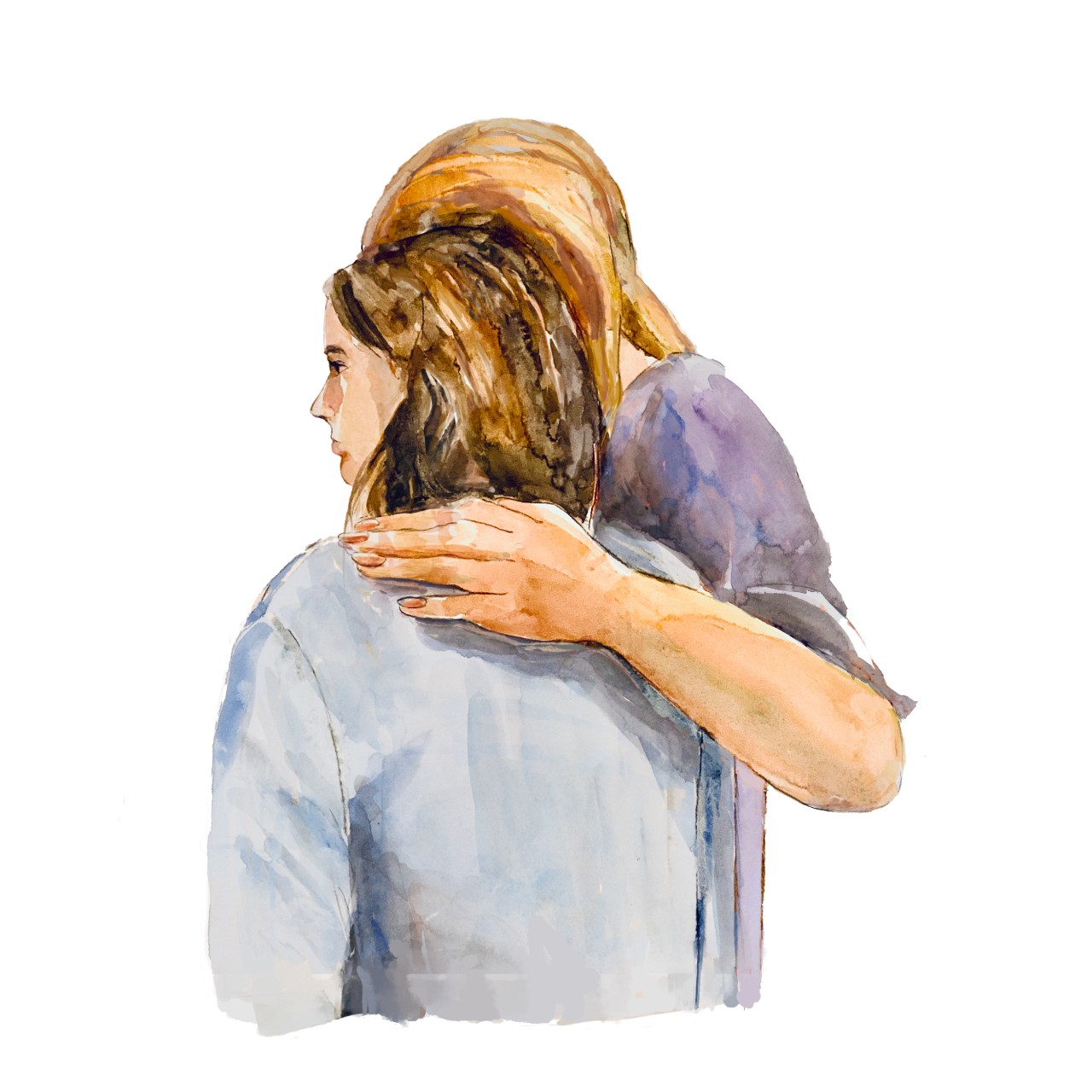 Illustration of friends comforting