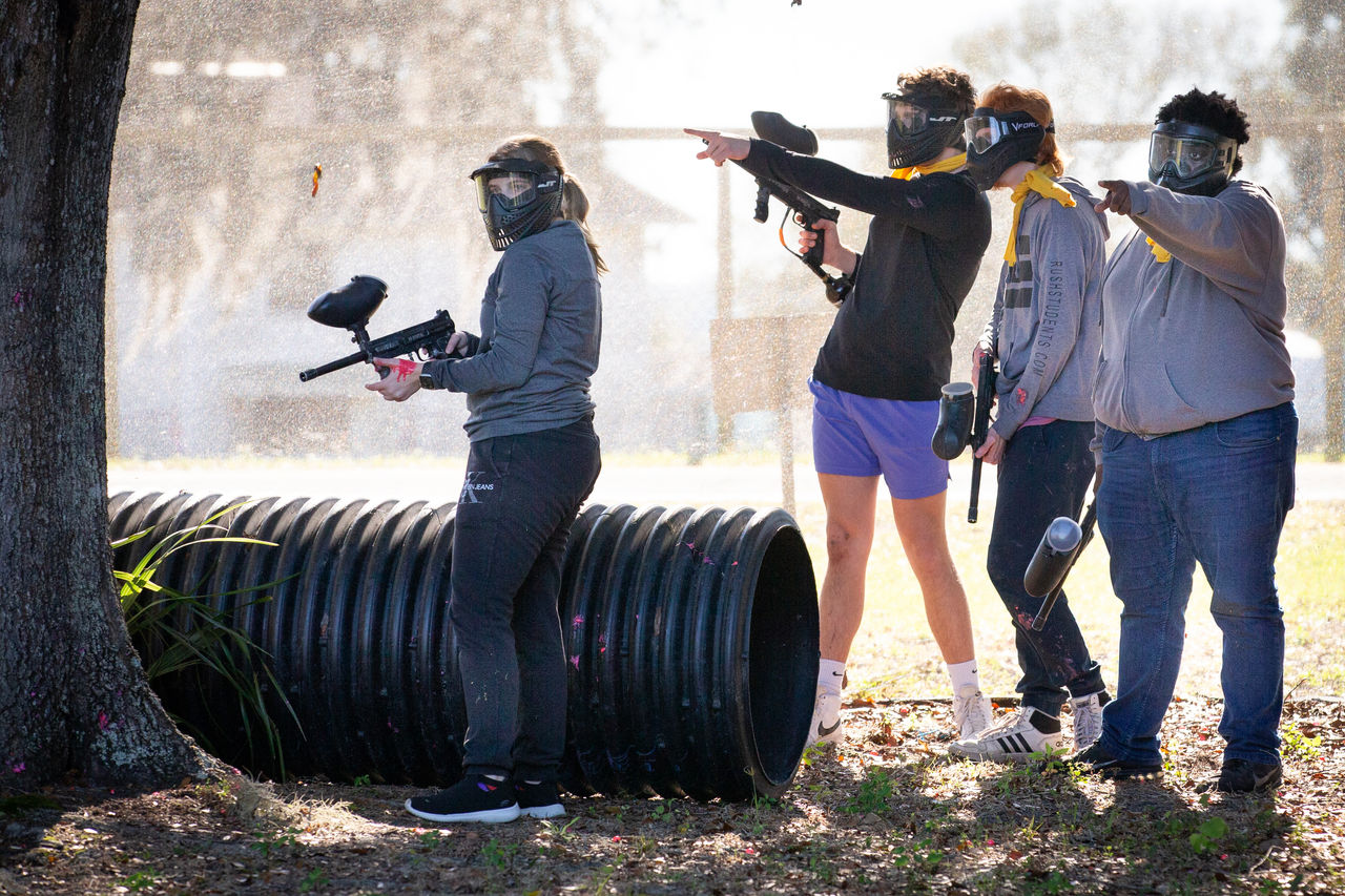 Paintball outreach at Camp Gilead, Polk City, Florida. Students from USF and Bridges students from University of Tampa came. 