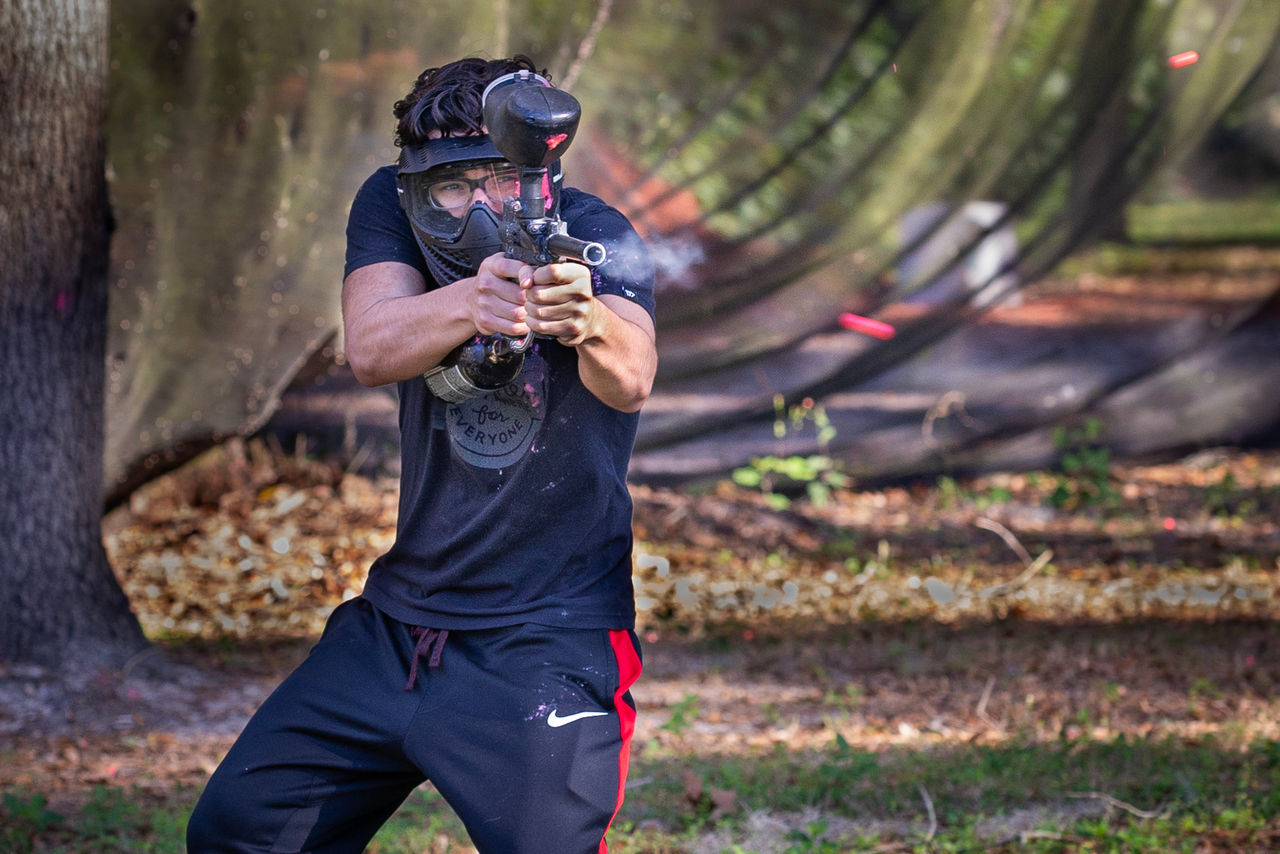 Paintball outreach at Camp Gilead, Polk City, Florida. Students from USF and Bridges students from University of Tampa came. 