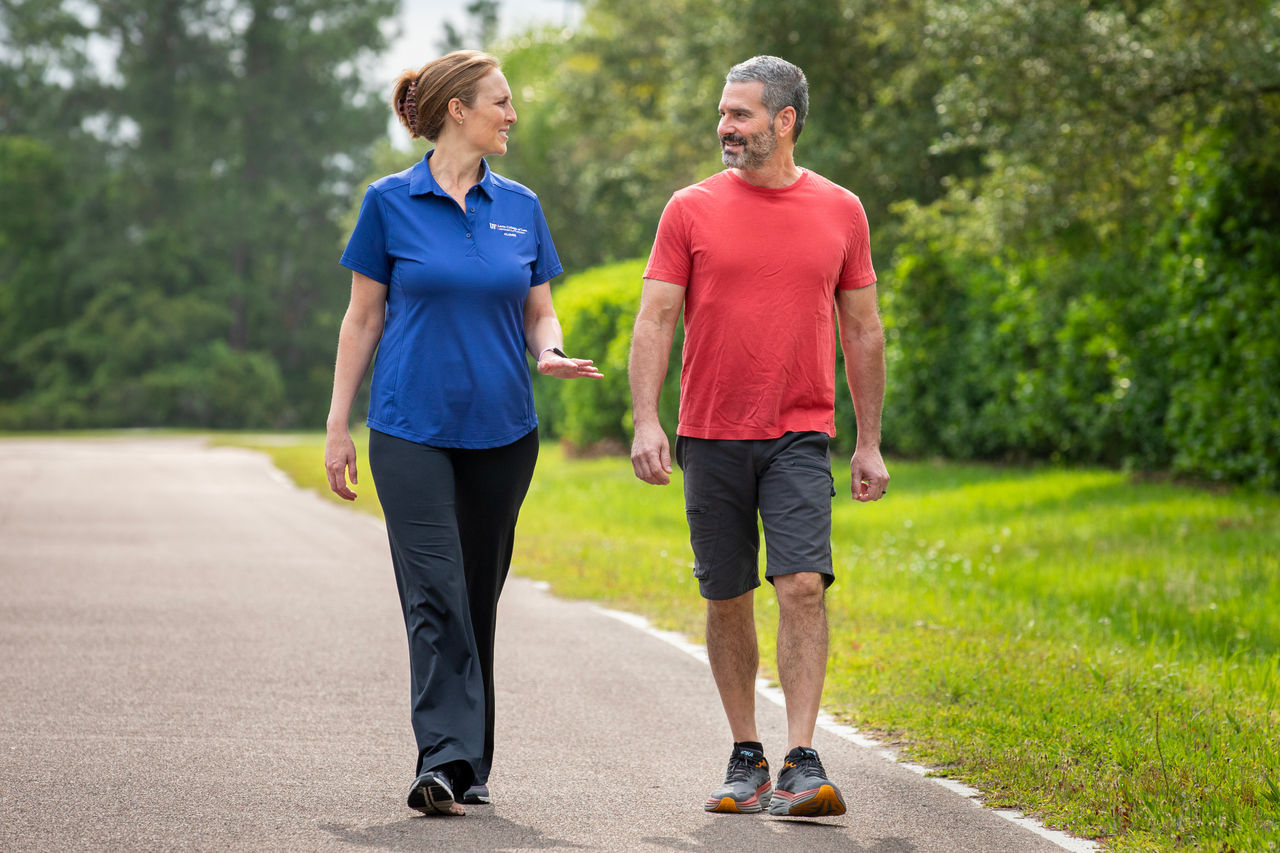Jennifer Vanover, attorney with FLAG ministry. Jen taking a break and walking with her husband Mike. 